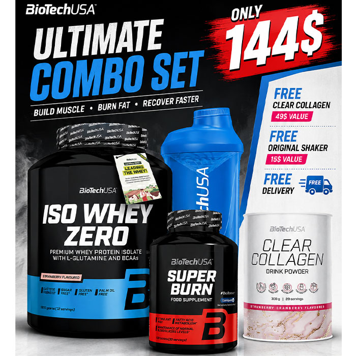 COMBO SET ISO WHEY ZERO+ SUPER BURN + CLEAR COLLAGEN & ORIGINAL SHAKER